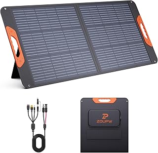 ZOUPW 100W Portable Solar Panel for Power Station,23.5% Efficiency Mono Foldable Solar Charger for Jackery 300/Ecoflow River/Anker/Bluetti,IP67 Waterproof for Camping RV Off-Grid Emergency Power
