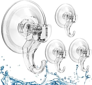 Quntis Suction Hooks 4 Pack Push and Lock Vacuum Shower Wreath Hanger