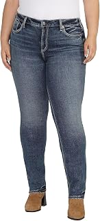 Silver Jeans Co. Women's Plus Size Suki Mid Rise Straight Leg Jeans Jeans