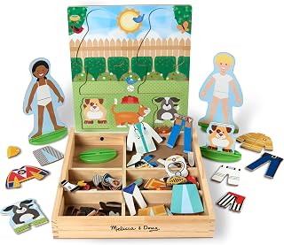 Melissa & Doug Occupations Magnetic Dress-Up Wooden Dolls Pretend Play Set (82 pcs) Pretend Play Magnetic Dress-Up Dolls for Kids