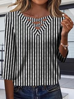 Casual dress fall blouse for women, 3/4 sleeve tops and v neck crossover t shirts for stylish daily wear