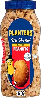 PLANTERS Salted Peanuts, Party Snacks, 16 Oz (1 Ct) | Dry Roasted Salted Peanuts. 0g Trans Fat. Resealable Jar. Snacks for Adults. Party Mix, Flavored Nuts