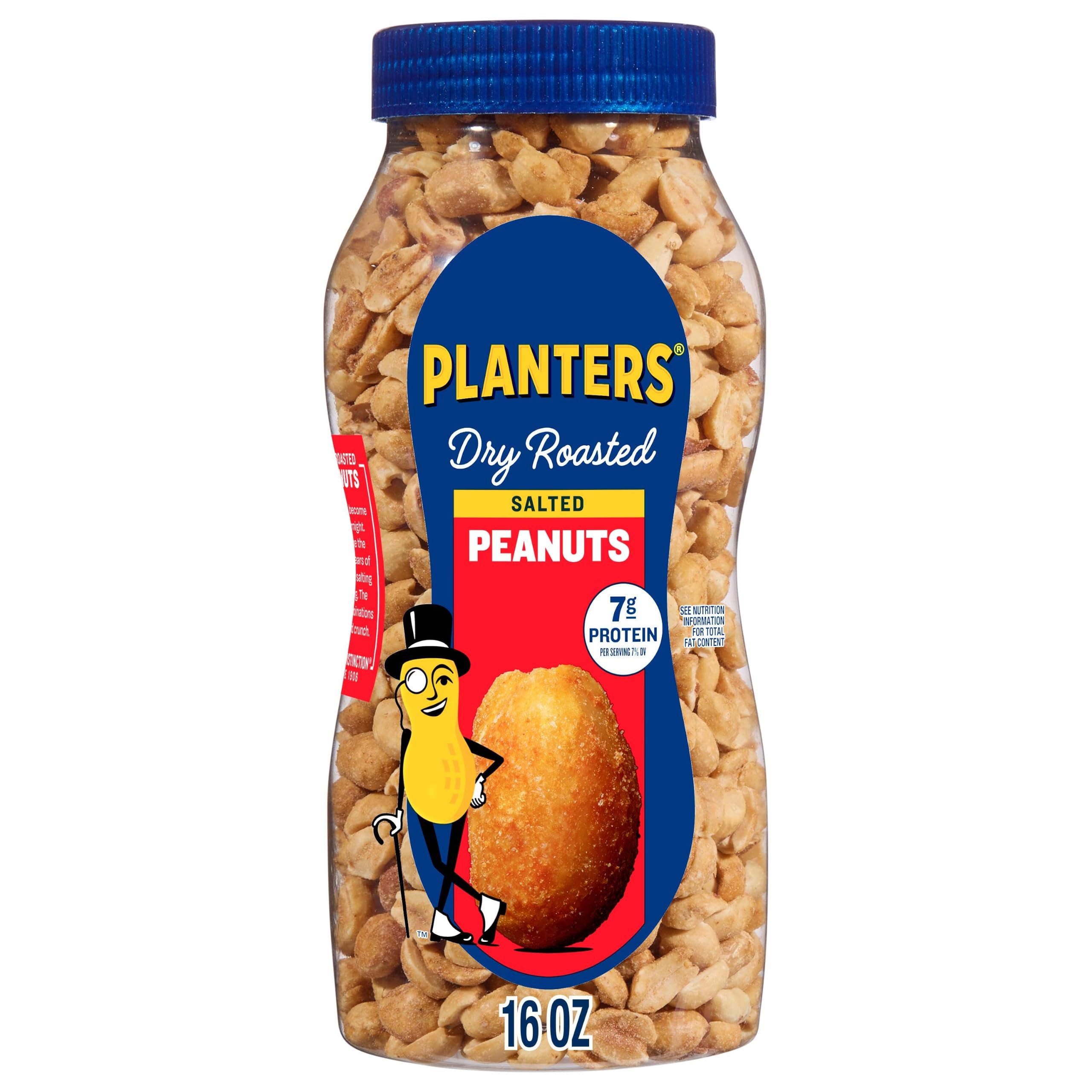 PLANTERS Salted Peanuts, Party Snacks, 16 Oz (1 Ct) | Dry Roasted Salted Peanuts