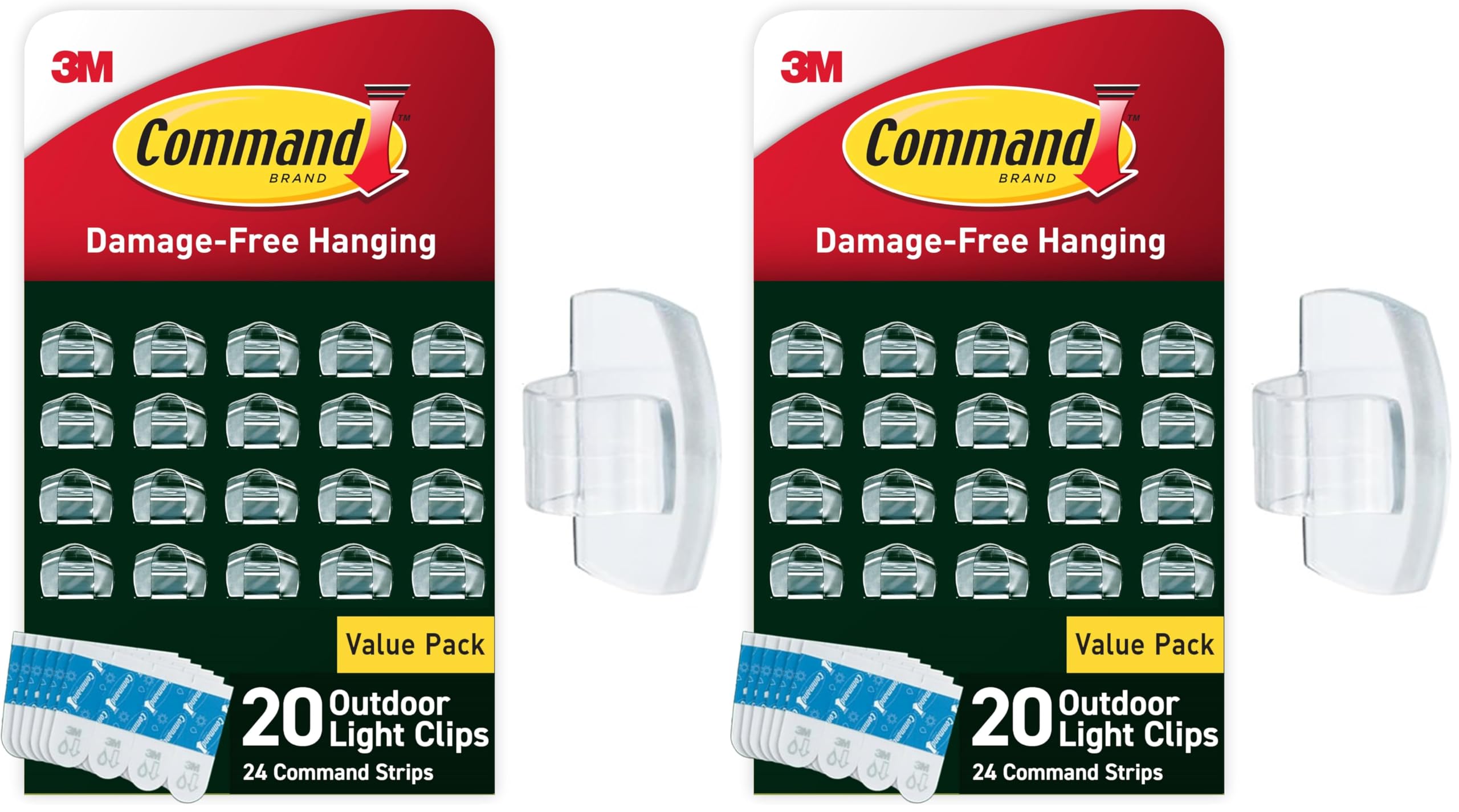 Command Outdoor Light Clips, Damage Free Hanging Outdoor Light Clips with Adhesi
