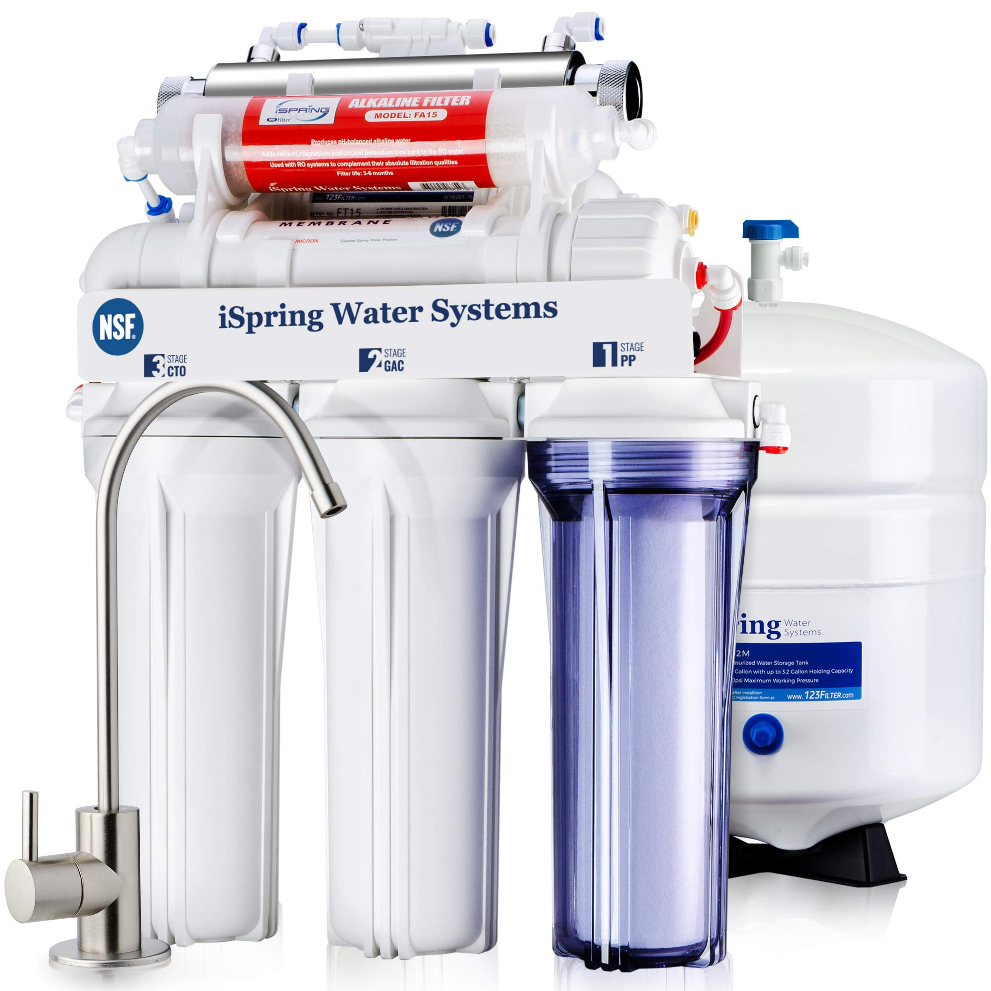 iSpring RCC7AK-UVBN, NSF Certified, 7-Stage Under Sink Reverse Osmosis Water Fil