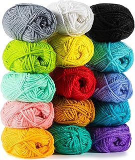 MAQIHAN 15x20g Acrylic Yarn for Crocheting - Soft Knitting Yarn for Crafts | Multicolor Bulk Yarn Skeins for Handicraft, Ideal for Crochet & Knitting Beginners, Adults, Handmade Crafts Essentials