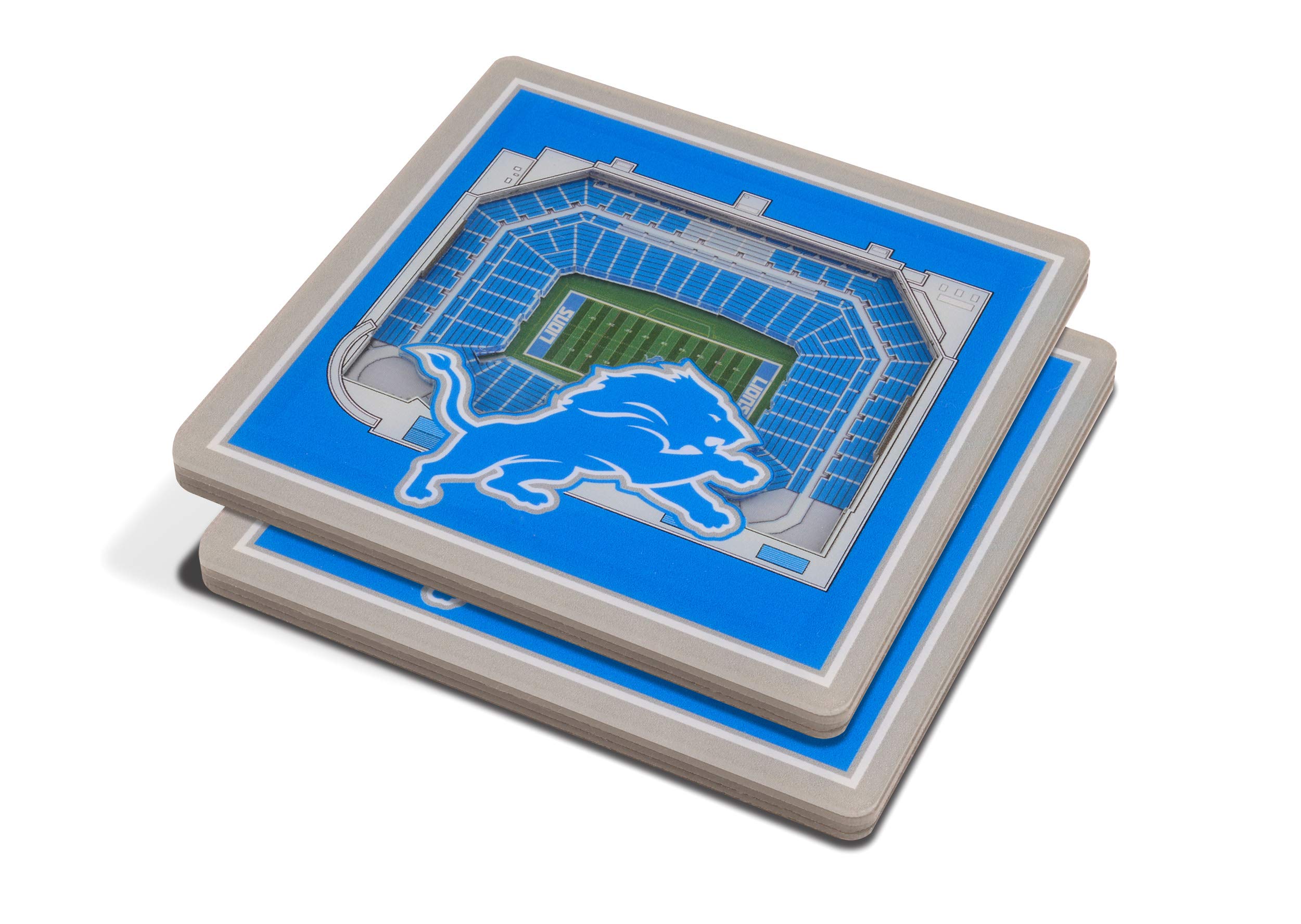 YouTheFan NFL Detroit Lions 3D Stadium Drink Coasters | 2 Coasters Per Pack, 4” 