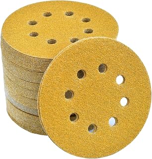 Lot de 100 Disques Abrasifs 8 Trous Grain 60, Disques de Poncage pour Ponceuse