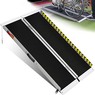 VNN Portable Wheelchair Ramp 4FT, Non-Slip Ramps for Wheelchairs for Home | 800LBS Capacity, Aluminum, For Home Steps, Handicap Ramps For Home Entry, Loading Dock Plates, For Doorway