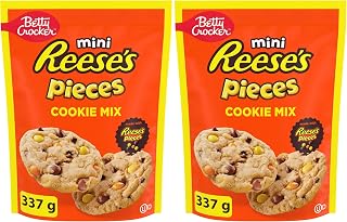 Betty Crocker Reese's Peanut Butter Chocolate Candy Cookie Mix, Made with Mini Reese's Pieces Candy and Mini Chocolate Chips, 337 Grams Package of Cookie Mix, Baking Mix (Pack of 2)