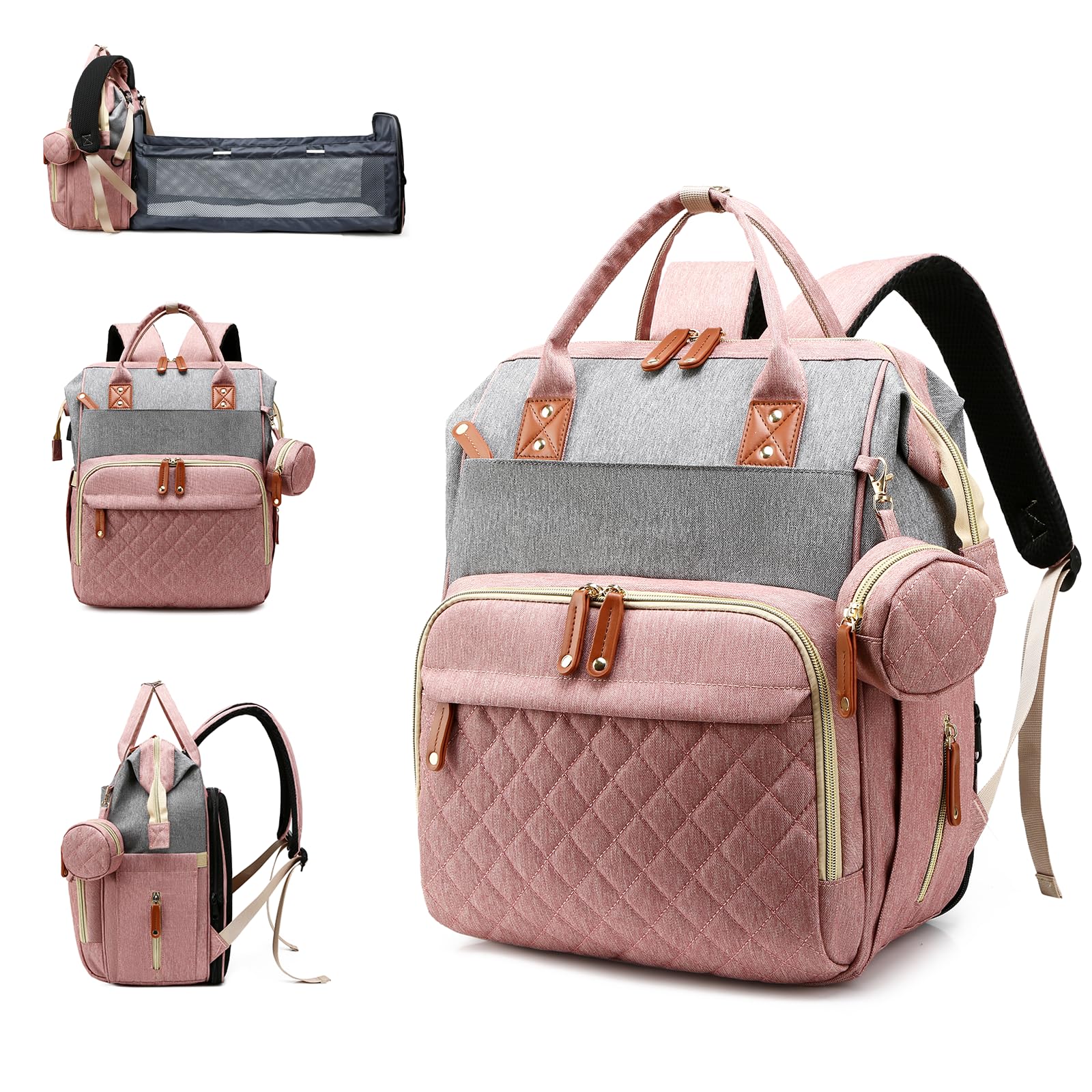 Lamroro Diaper Bag with Changing Station, Waterproof 3 in 1 Diaper Backpack with