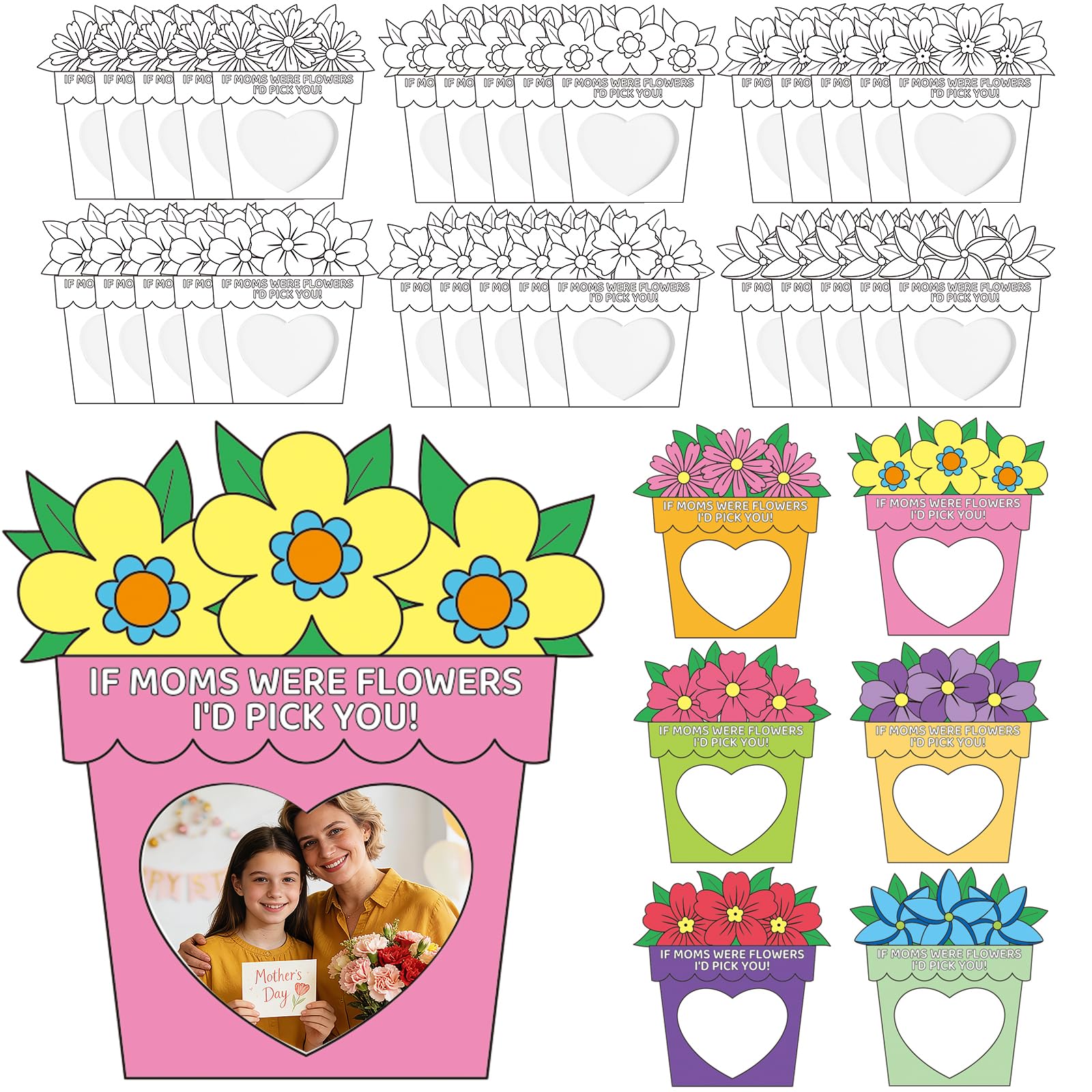 30 Pcs Mothers Day Crafts for Kids DIY Picture Frames Decorating Craft 6 Styles 