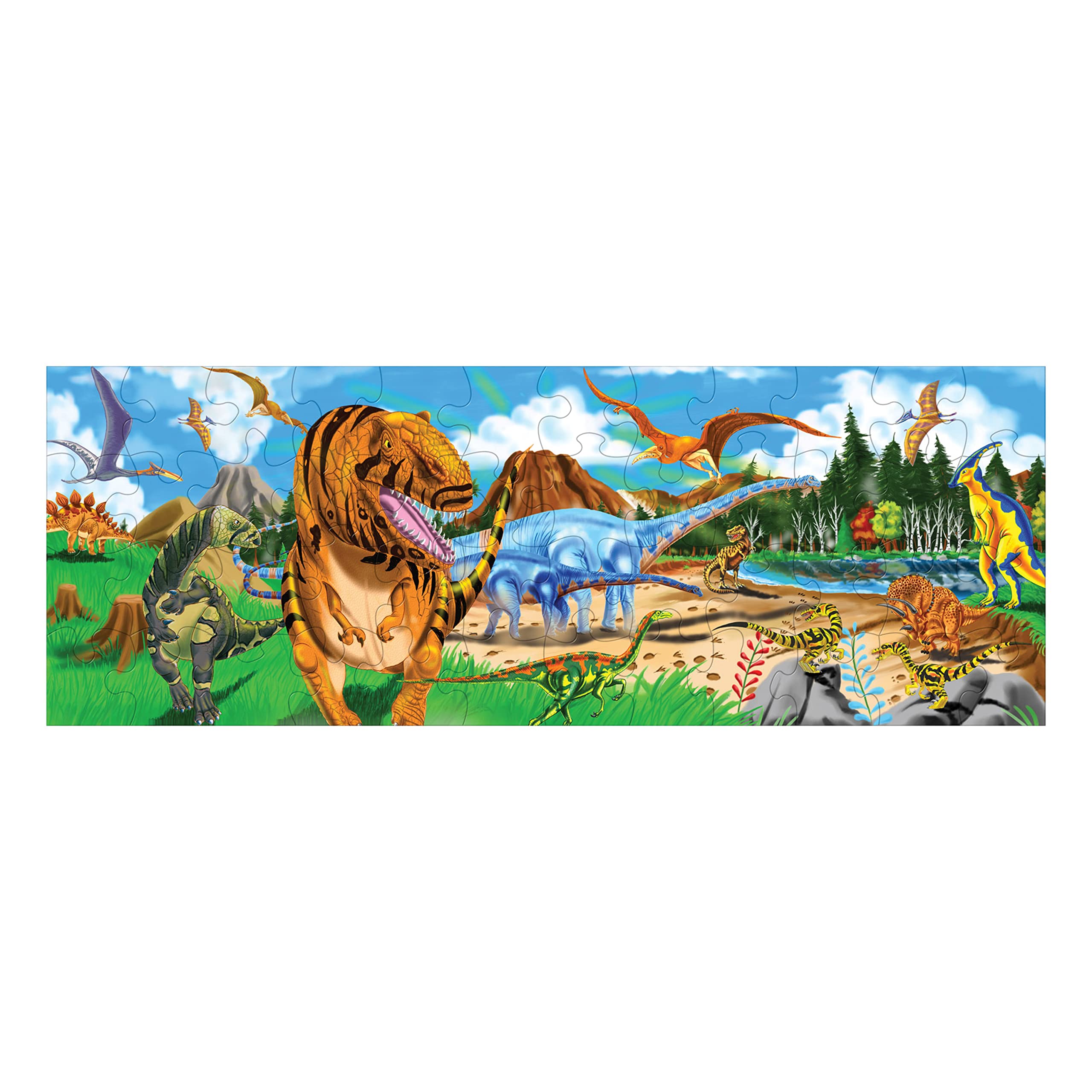 Melissa & Doug Land of Dinosaurs Floor Puzzle, 48 pc Jumbo Jigsaw Puzzle, Educat