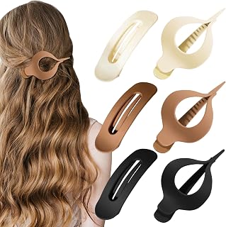 6 Pcs 4.7" Flat Hair Clips, 2 Style French Concord Clips for Thick and Thin Hair, Strong Hold Duck Bill Clip Barrette Accessories