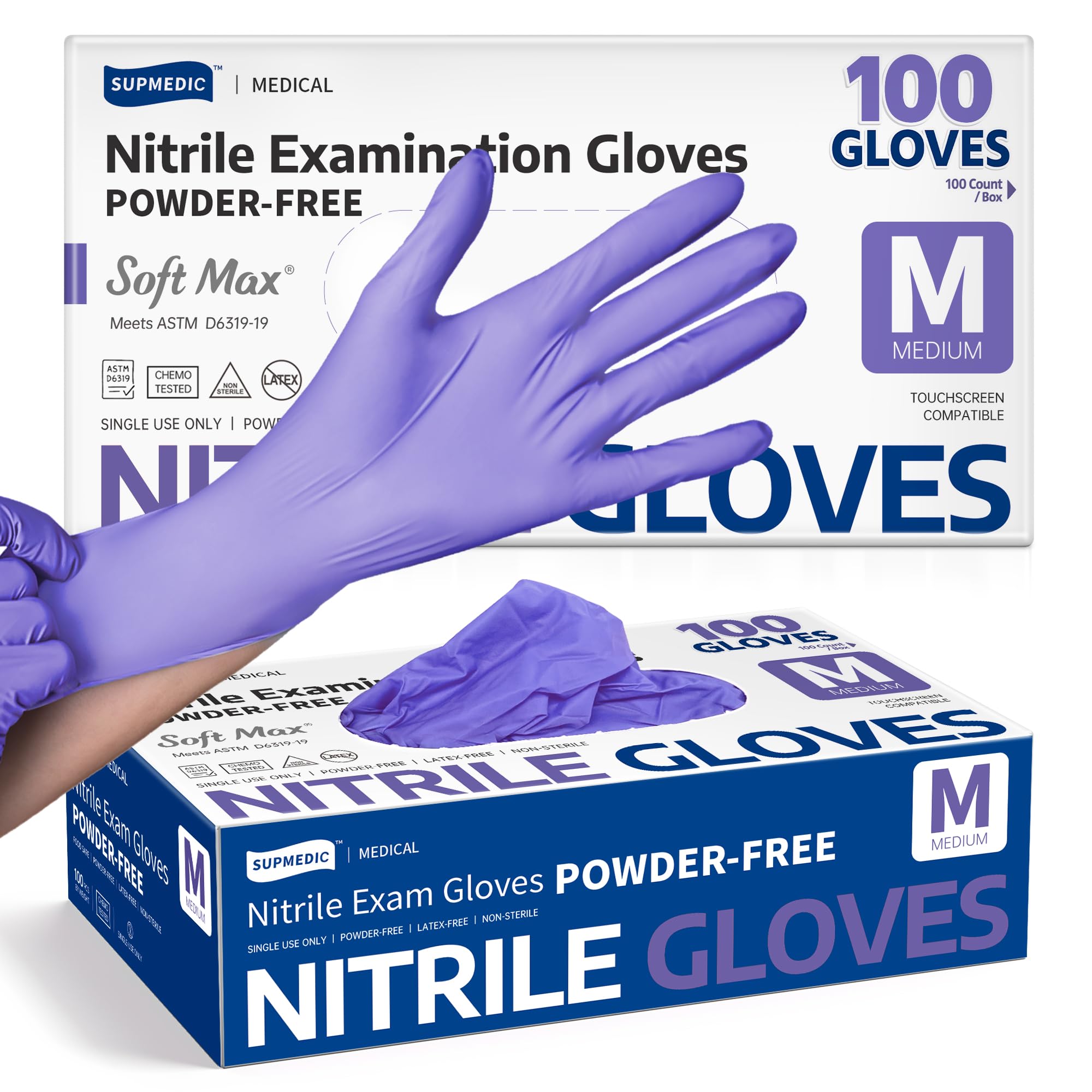 Supmedic Soft Max® Nitrile Exam Gloves, Powder-Free Violet, 100 Count. | Soft St