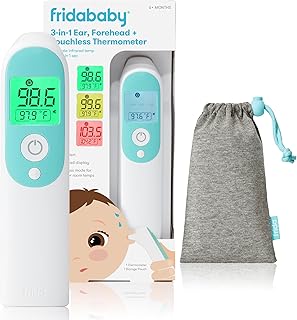 Frida 3-in-1 Infrared Thermometer for Ear, Forehead &amp; Touchless | Fever Thermometer for Babies, Infants, Toddlers, Kids &amp; Adults, Fast, Accurate &amp; Reliable Readings