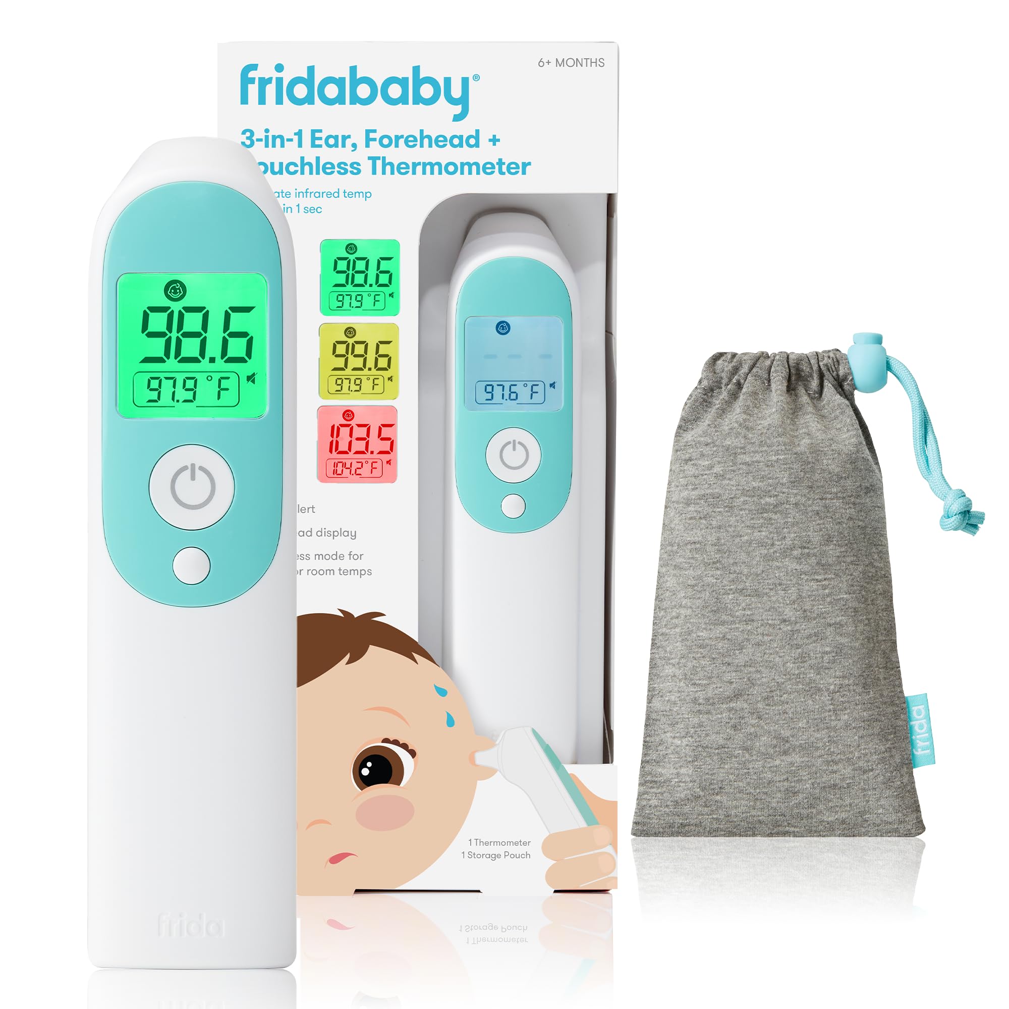Frida 3-in-1 Infrared Thermometer for Ear, Forehead & Touchless | Fever Thermome