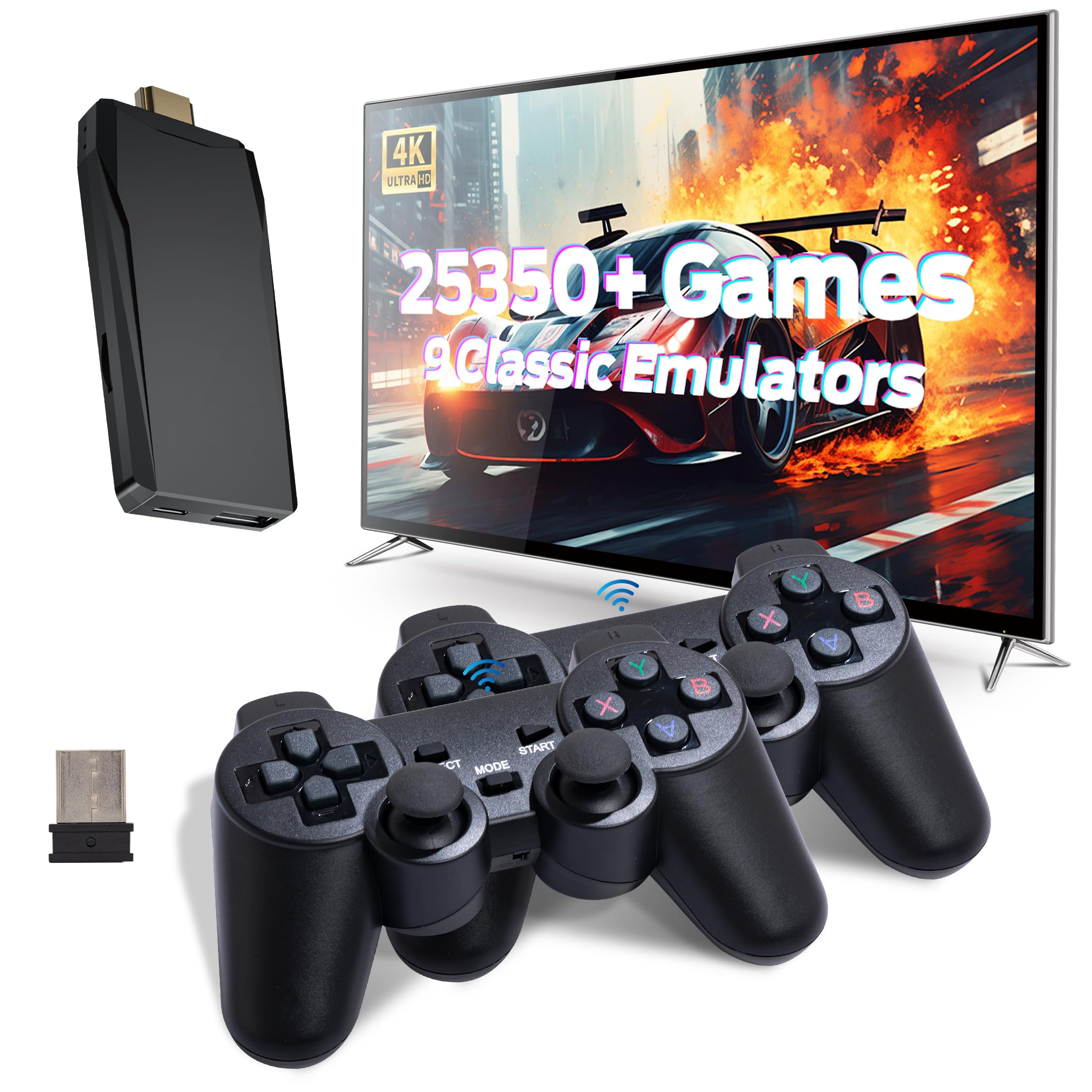 Retro Game Console, Retro Gaming Console with Built-in 9 Emulators, 25350+Games,