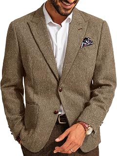 PJ PAUL JONES Mens Blazer Vintage Herringbone Tweed Wool Blend Sport Coat