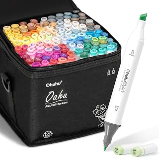 Ohuhu Alcohol Markers 120 Scissors & Fine Art Set for Drawing Sketches