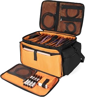AKOZLIN Cable File Bag with Dividers for Sound Instrument Accessories | Detachable Dividers, DJ Gig Bag Cord Organizer Case for Laptop,DJ Gear, Music Equipment Accessories