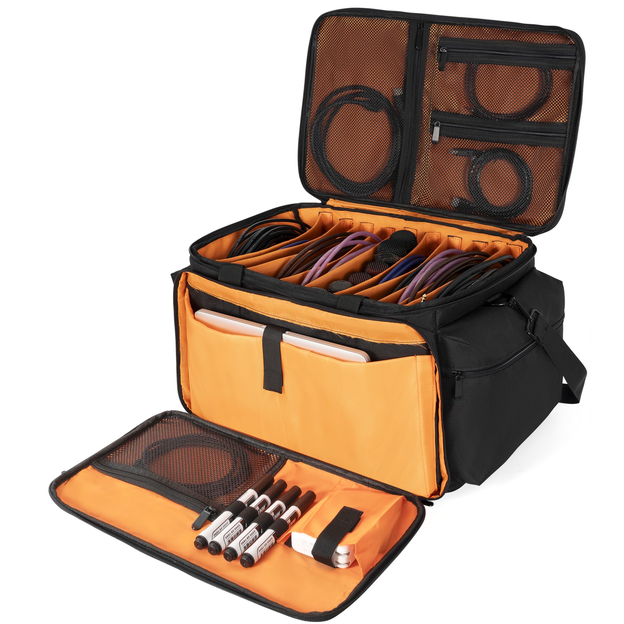 AKOZLIN Cable File Bag with Dividers for Sound Instrument Accessories | Detachab
