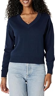 Amazon Essentials Jersey Ligero de Manga Larga con Cuello en V y Corte Estándar Mujer