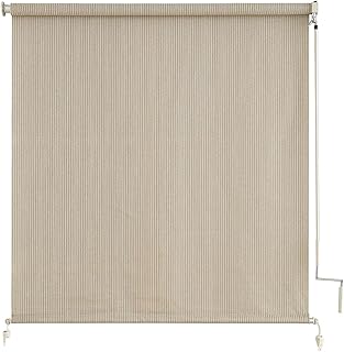 sunoff Cordless Sun Shades Outdoor Patio, Roller Up Blinds with Shade Cloth for Porch, Outdoor Roller Shades for Gazebo Pergola Balcony Backyard, 2 Poles & 1 Fabric, Sesame, 72" Wx72 H