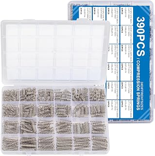 390pcs Compression Springs Assortment Kit, 24 Different Sizes, Extension Stainless Steel Small Springs, Spring Kit for DIY Mechanical Repair Projects in Shop and Homes