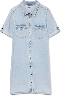 VERO MODA Women's Vmjennie Ss Short Denim Dress Mix Noos Dress (Pack of 1)