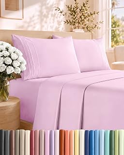 Full Size 4 Piece Sheet Set - Breathable & Cooling Sheets - Light Pink
