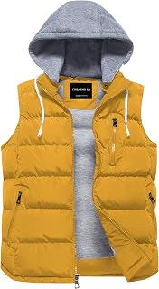 CREATMO US Men's Outdoor Winter Vest Outerwear Removable Hooded Padded Puffer Sleeveless Vest