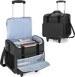 Trunab Rolling Teacher Bag with Bottom Pad and Detachable Trolley, Black