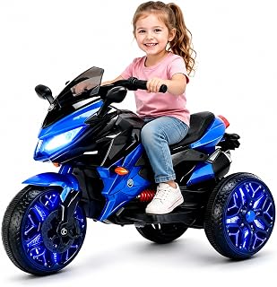 Kids Ride On Motorcycle, 12V Battery Powered 3-Wheel Motorbike