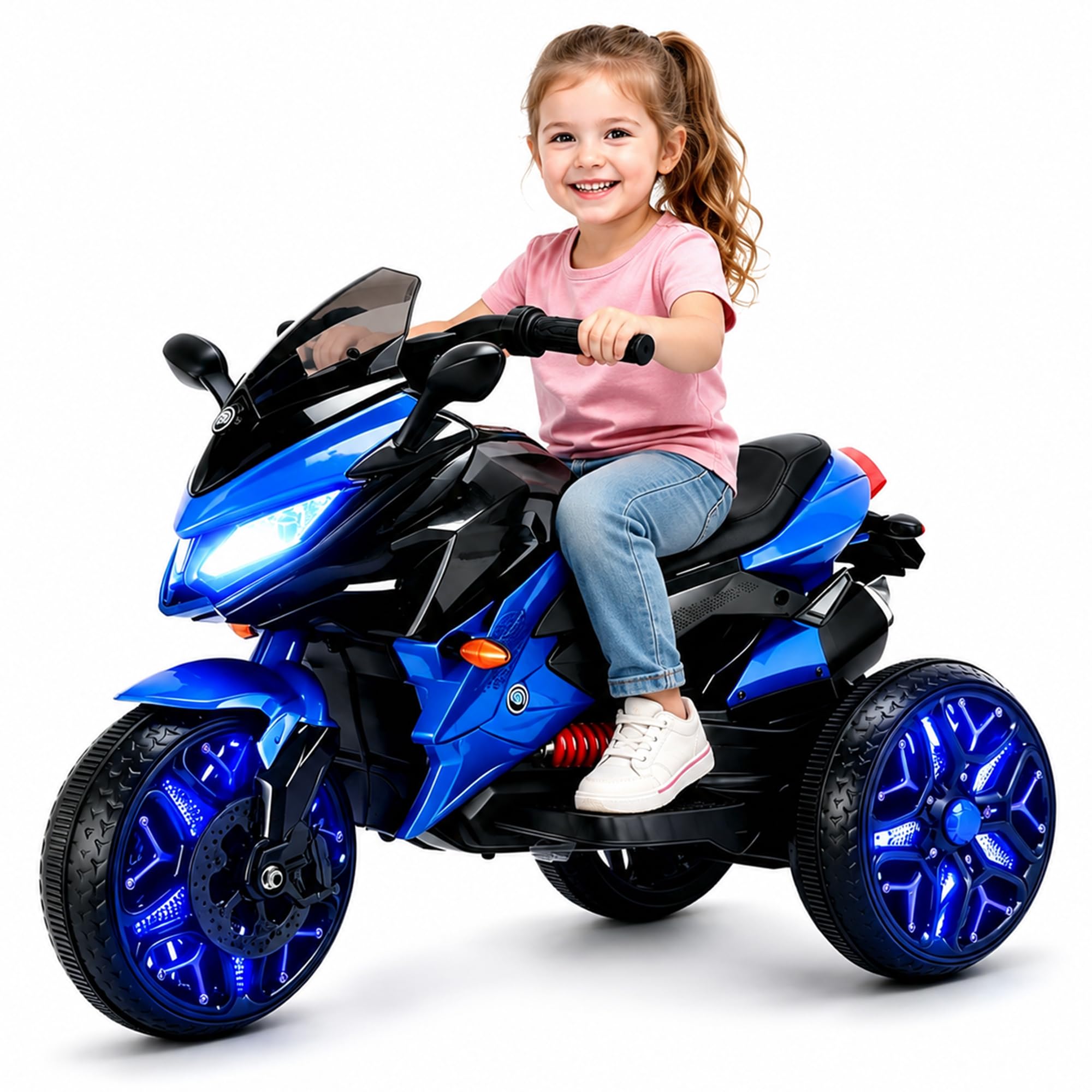 Kids Ride On Motorcycle, 12V Battery Powered 3-Wheel Motorbike