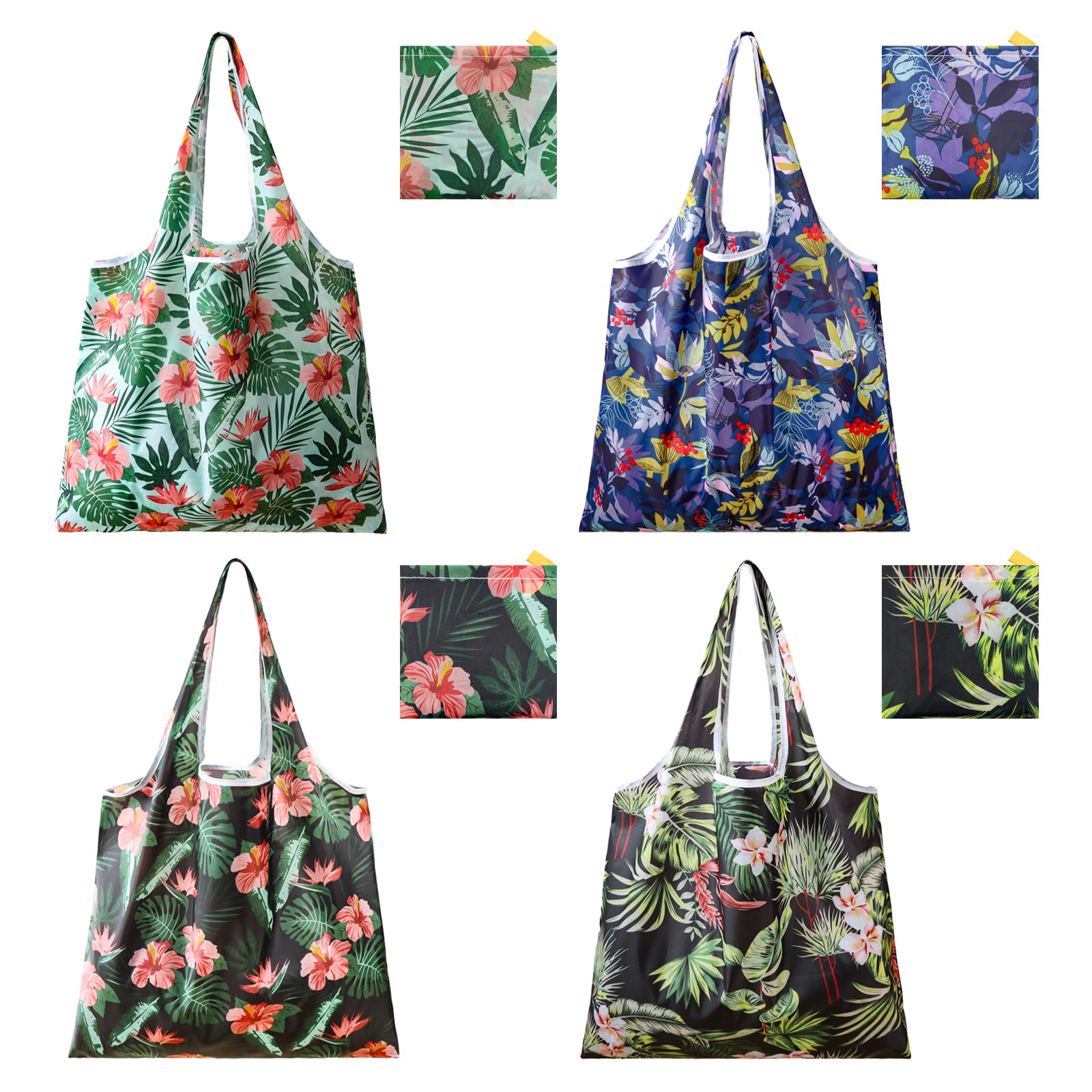 4 Pcs Reusable Grocery Bags, Foldable Shopping Bags Heavy Duty, Large Nano Bag C