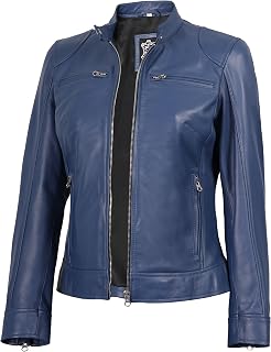 Cafe Racer Leather Jacket Women - Real Lambskin Casual Womens Leather Jacket