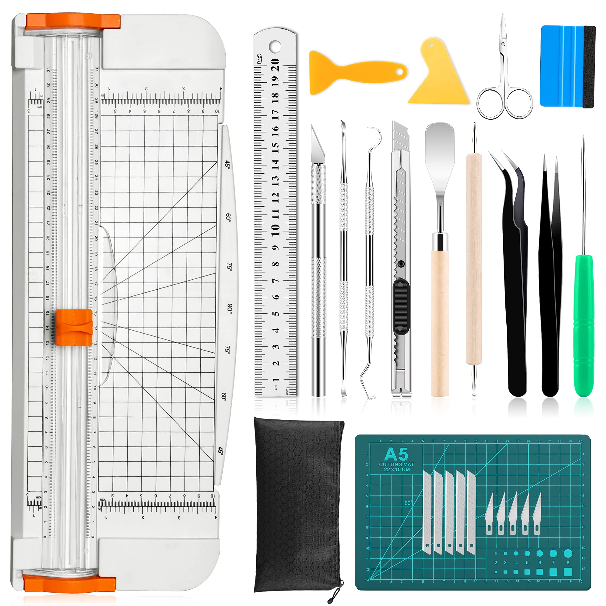 Famomatk 27PCS Craft Weeding Tools for Vinyl Kit,Utility Knife Set with 12Inch P