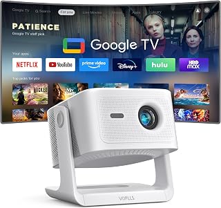 【Official Licensed Google TV】4K Smart Projector with WiFi and Bluetooth, VOPLLS Outdoor Projectors with 50W Dolby/AI Auto Focus, Portable Movie Phone Wireless Gaming Wifi Proyector for Bedroom/Home