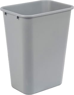 Amazon Basics Lightweight Rectangular Commercial Office Wastebasket, 10 Gallons, Grey