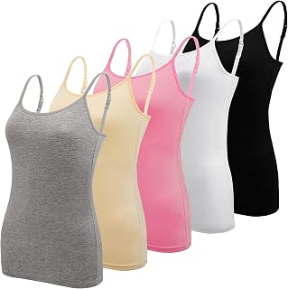BQTQ 5 Pcs Women's Camisole Tank Tops Spaghetti Strap Basic Undershirts
