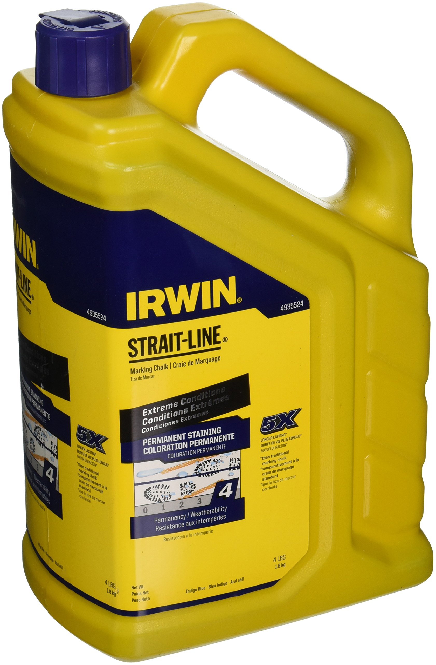IRWIN Tools STRAIT-LINE Permanent Staining Marking Chalk, Indigo Blue, 4 lb (493