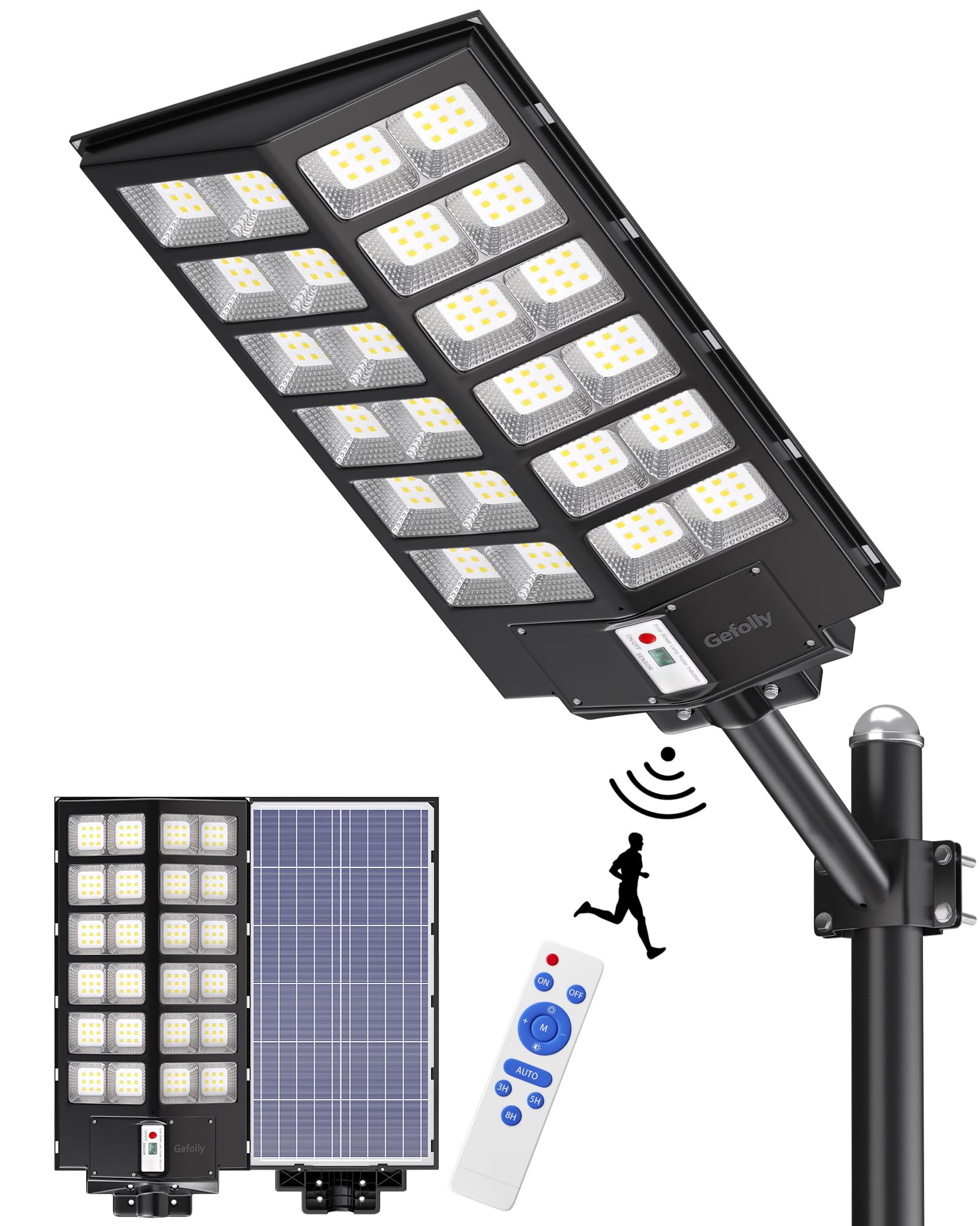Gefolly SL-14000W Solar Straßenlaterne für Außen, Solarlampen für Außen mit Bewe