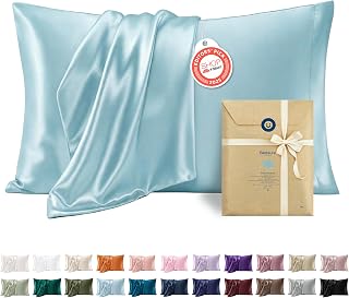 Bedsure Satin Pillow Cases Standard - Similar to Silk Pillowcase Light Blue