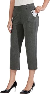 Willit Womens Capri Pants Yoga Work Casual Straight Leg Office Trousers 21"