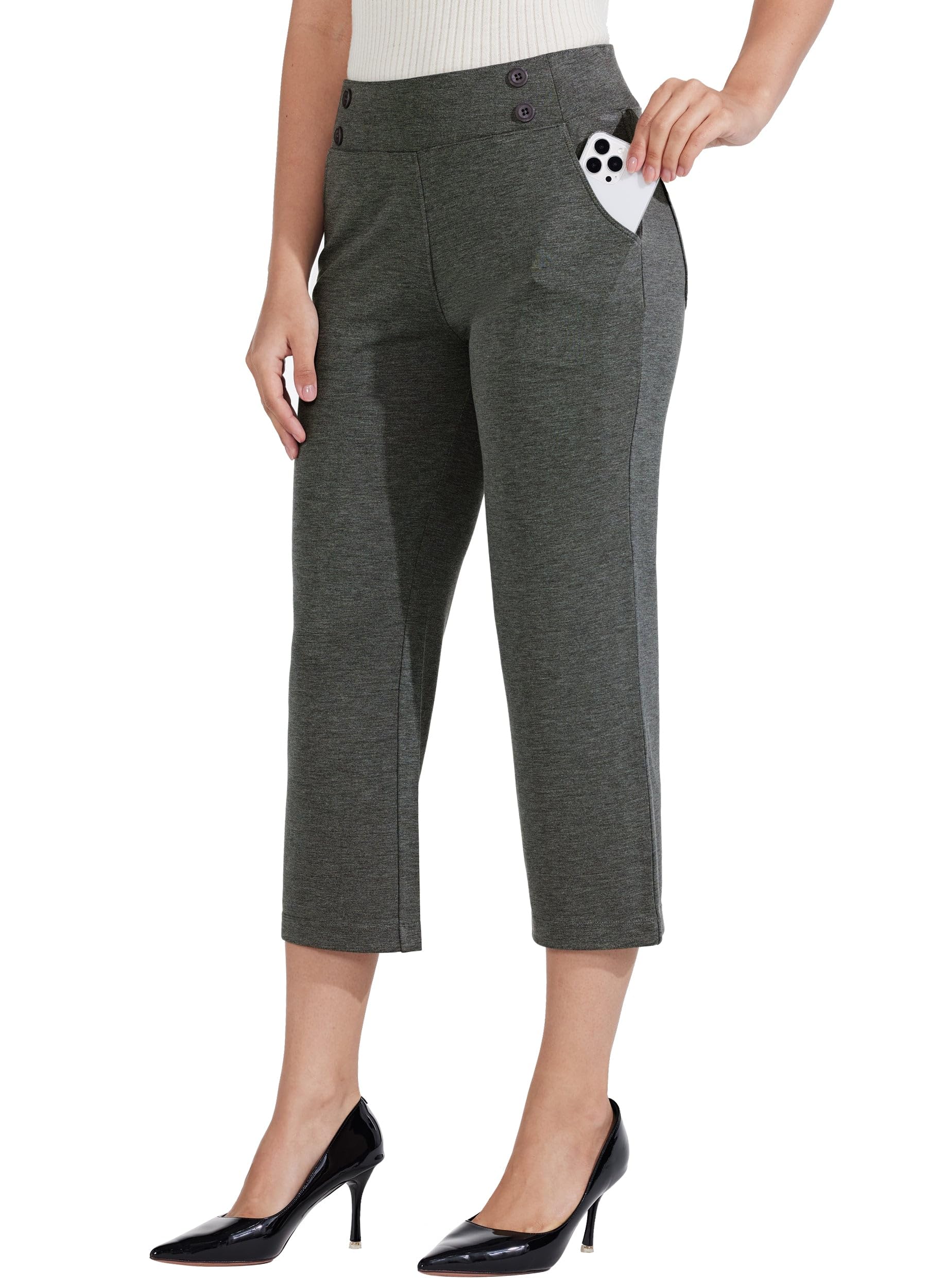 Willit Womens Capri Pants Yoga Work Casual Straight Leg Office Trousers 21"
