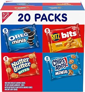 Nabisco Snacks Variety Pack, 4 Flavors, Cookies & Crackers, 20 Snack Packs | OREO Minis, NUTTER BUTTER Bites, CHIPS AHOY! Minis Cookies, and RITZ Bits Cheese Sandwich Crackers, Individually Wrapped