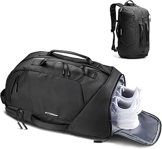 Fitgriff® Sports Bag Convertible into Backpack, with Compartment for Sneakers and Laptop – Travel Bag – Backpacks for Gym, Work – Travel Backpack, Black (35L) (Black)