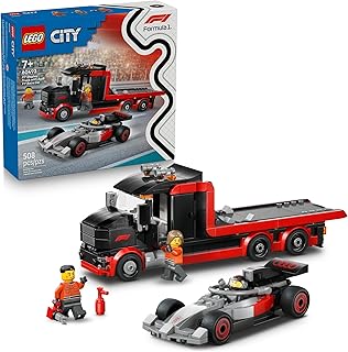 LEGO City F1 Display Truck with Audi F1 Race Car - Building Toy for Boys & Girls, Ages 7+ - F1 Car Toy for Pretend Play - Gift for Birthdays - 60493