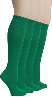 Hugh Ugoli Women's Rayon Derived from Bamboo Knee High Socks Comfort Seam Long Dress Socks, Shoe Size 5-8/8-11, 4 Pairs